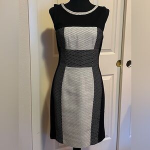 Yoana Baraschi Anthropologie Color Block Polka Dot Knit Sheath Dress Size 4